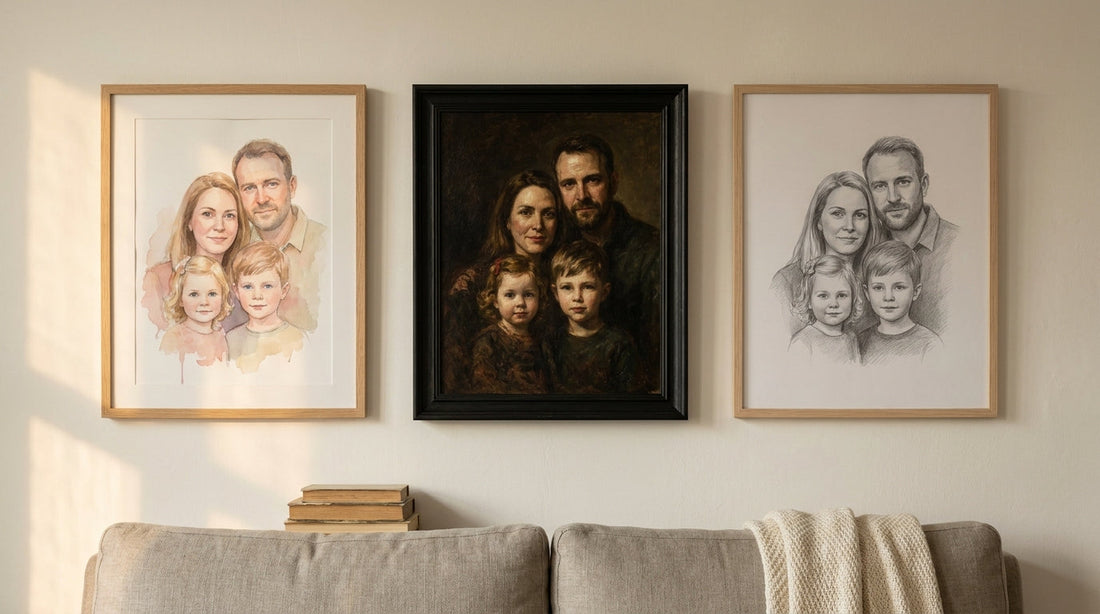 Portrait de famille personnalisé : aquarelle, dessin ou toile