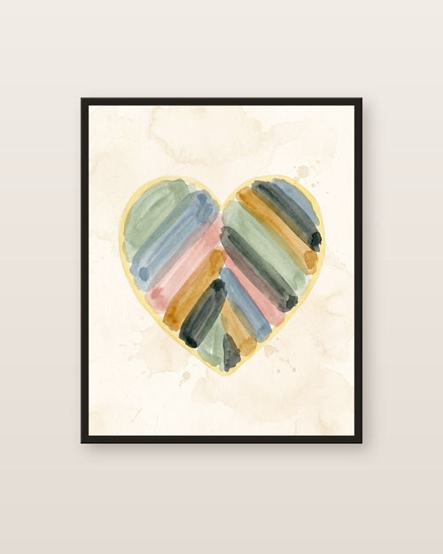 Cœur aquarelle — affiche enfance Lullae