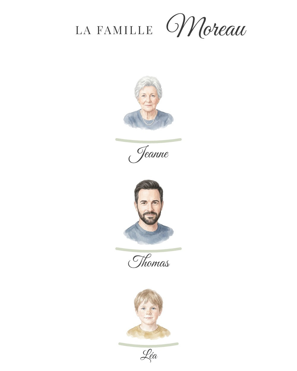 Arbre en portraits dessinés sur prairie